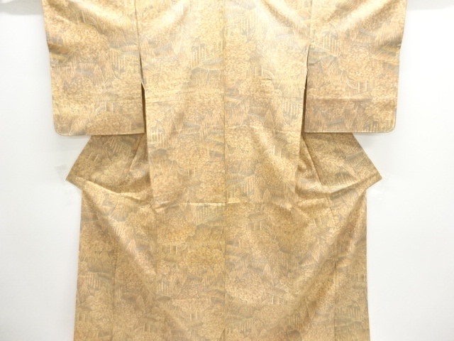 家屋風景模様織り出し西陣お召着物